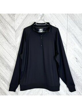 Footjoy FJ Golf 1/4 Zip Pullover Mens Large Black Long Sleeve Nylon Stretch